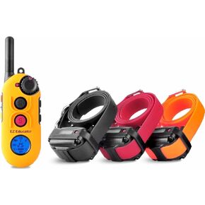 Educator EZ 1/2 Mile Dog Training Collar with Ergonomic Remote, Safe Humane Vibration Stimulation, Pavlovian Tone, Waterproof, Odorproof Biothane Collar, Night Light, Rechargeable, 4 Dog, Yellow in Kuwait