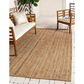 FRELISH DECOR Handwoven Jute Area Rug - 2x3 feet - Natural Yarn - Rustic Vintage Beige Braided Reversible Rug - Eco Friendly Rugs for Bedroom - Kitchen - Living Room - Farmhouse (2'x3') in Saudi Arabia