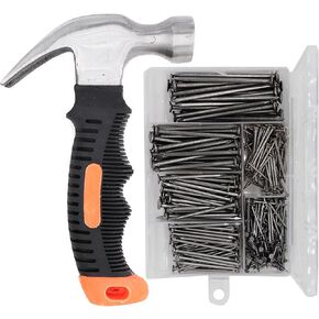 Picture Hanging Kit, cSeao 415 Pieces Hardware Nail Assortment Kit & 8oz Claw Hammer,Mini Hammer with Anti-Slip Handle,Common Nails, Wood Nails, Picture Hanging Nails, Wall Nails for Hanging in Kuwait