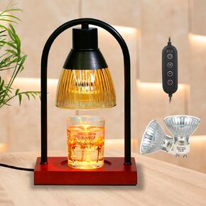 مصباح تدفئة الشموع من كورنيستي، مصباح شمعة قابل للتعديل بـ 3 توقفات، مصباح تدفئة الشموع مع مؤقت، مصباح تدفئة شموع كهربائي بقاعدة خشبية مع لمبتين، متوافق مع شموع الجرة. هدايا لمحبي الشموع in Kuwait