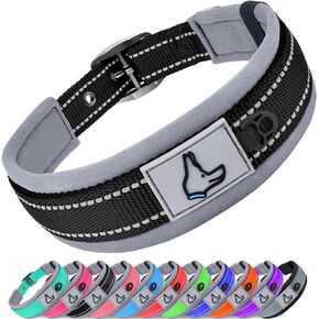 Joytale Neoprene Padded Dog Collars for Medium Dogs, 11 Colors, Reflective Wide Pet Collars with Durable Metal Belt Buckle, Adjustable Heavy Duty Nylon Dog Collar, Hotpink