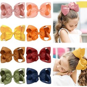 Ayesha Big Hair Bows for Girls 6inch Grosgrain Ribbon Bows Barrettes School Bow Hair Clips Hair Accessories for Toddlers Girls 8 colors in Kuwait