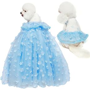 Dogs Wedding Dresses Flower Tutu Skirt with Detachable Train for Small Medium Dog Pet Outfit Formal Apparel Princess Clothes for Birthday Party Costume (Pink Set, S) in Saudi Arabia
