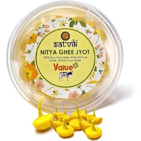 Satvik Pure 100 Pcs Cow Ghee Wicks Readymade Cow Ghee Cotton Wicks Diya/Ghee Diya/Puja Batti for Your Daily Pujan Essential (Upto 30 Mins Time) in Saudi Arabia