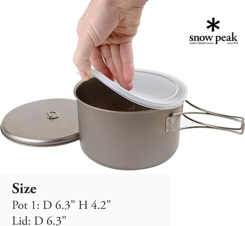 Snow Peak Titanium Cook & Save - Large Pot with Titanium & Plastic Lid - 2-Liter Capacity - 8.11 oz in Saudi Arabia