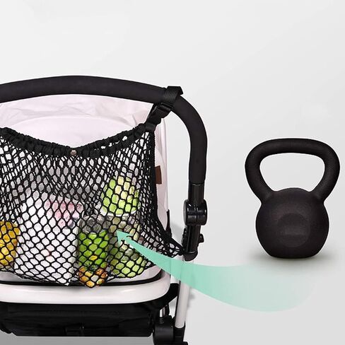 Baby Stroller Organizer, Polyester Net Mesh Storage Bag with Extra Large Storage Space Adjustable Cargo Net Bag for Carrying Diaper Toys and Snacks in Saudi Arabia