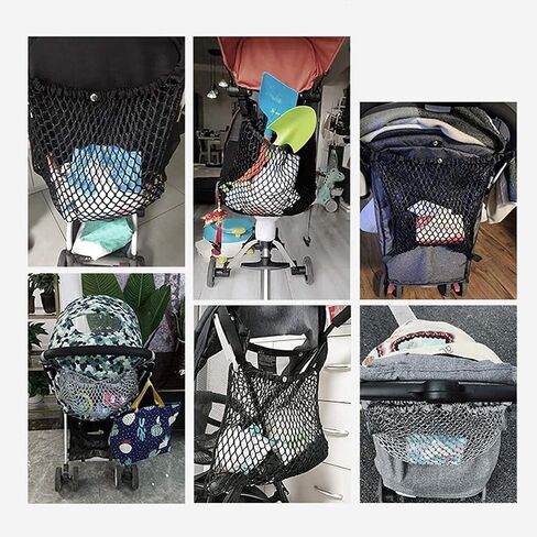 Baby Stroller Organizer, Polyester Net Mesh Storage Bag with Extra Large Storage Space Adjustable Cargo Net Bag for Carrying Diaper Toys and Snacks in Saudi Arabia