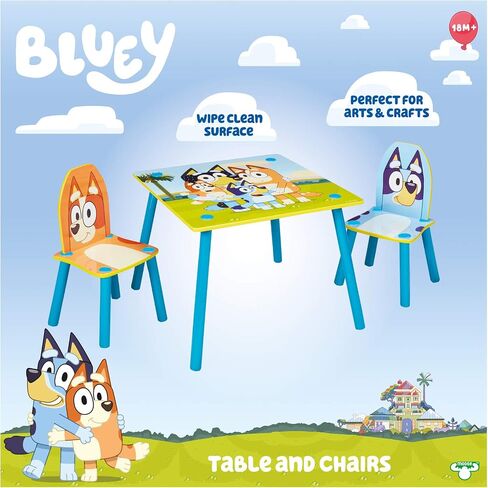 Bluey Furniture - Includes Table and 2 Chairs - Perfect for Arts & Crafts, Multi Color in Saudi Arabia