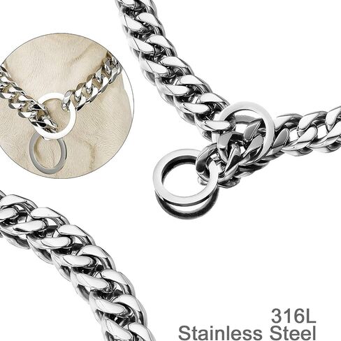 ToBeTrendy سلسلة طوق الكلب سلسلة المشي الكوبي الرابط طوق الكلب 316L الفولاذ المقاوم للصدأ معدن 15 مم طوق شديد التحمل للكلاب الصغيرة (19 مم، 18 بوصة) in Kuwait