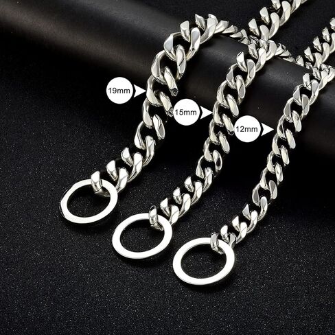 ToBeTrendy سلسلة طوق الكلب سلسلة المشي الكوبي الرابط طوق الكلب 316L الفولاذ المقاوم للصدأ معدن 15 مم طوق شديد التحمل للكلاب الصغيرة (19 مم، 18 بوصة) in Kuwait