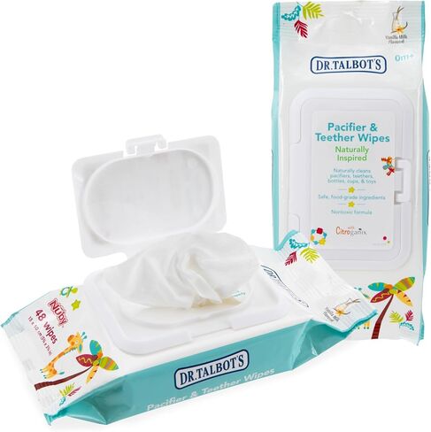 Dr. Talbot's Pacifier and Teether Wipes Naturally Inspired with Citroganix, Vanilla Milk (Pack of 2, 96 Count) in Kuwait