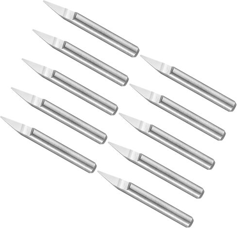 CoCud Engraving CNC Router Bits, 0.4mm (0.016") Tip Width 30 Degree Angle 1/8" Shank Solid Carbide 2-Flute V Groove Carving Bits - (Applications: for Wood Acrylic Plastic), 10-Pieces in Saudi Arabia