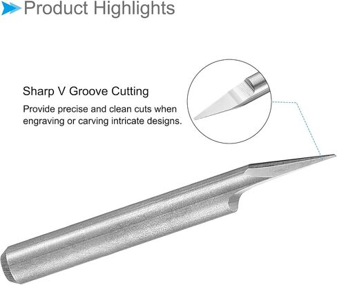 CoCud Engraving CNC Router Bits, 0.4mm (0.016") Tip Width 30 Degree Angle 1/8" Shank Solid Carbide 2-Flute V Groove Carving Bits - (Applications: for Wood Acrylic Plastic), 10-Pieces in Saudi Arabia