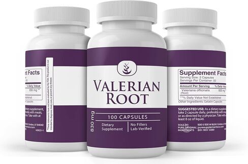 PURE ORIGINAL INGREDIENTS Valerian Root, (100 Capsules) Always Pure, No Additives Or Fillers, Lab Verified in Kuwait