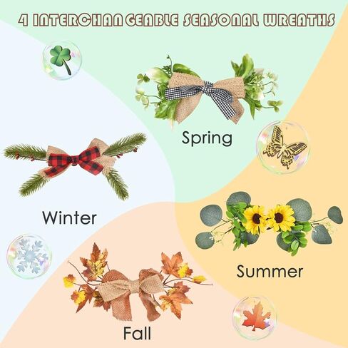 Welcome Sign for Front Door, Interchangeable Welcome Sign with 4 Seasonal Wreaths & 20 Customizable Icons, Rustic Wooden Welcome Home Sign - Perfect for Farmhouse Decor and Housewarming Gifts! in Kuwait