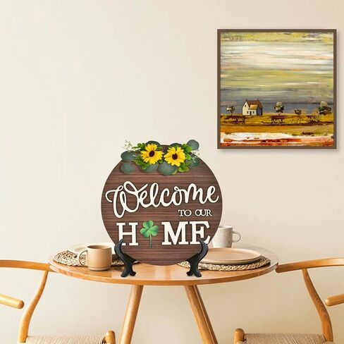 Welcome Sign for Front Door, Interchangeable Welcome Sign with 4 Seasonal Wreaths & 20 Customizable Icons, Rustic Wooden Welcome Home Sign - Perfect for Farmhouse Decor and Housewarming Gifts! in Kuwait