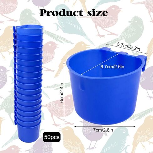 Rainmae 50 Pcs Cage Cups Birds Hanging Feeders Chicken Water Cups Bird Food Bowl 8 oz Plastic Bird Water Dispenser for Small Coop Parrot Parakeet Pet Poultry Pigeon Gamefowl Seed Bowl Supplies (Red) in Kuwait