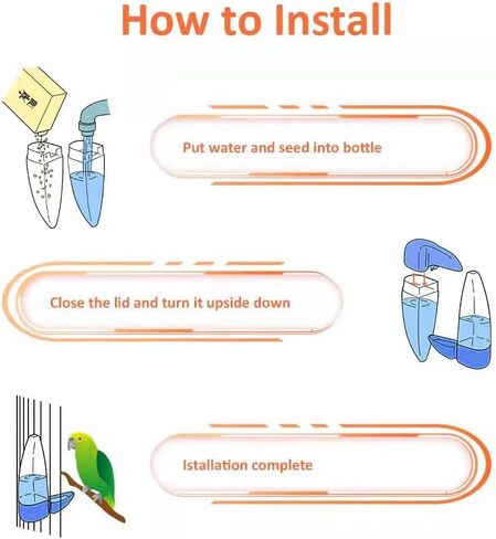 Birds Water Dispenser for Cage, Parakeet Feeder and Drinker Set, Plastic Seed & Water Dispenser, Automatic Bird Cage Water Feeder for Parrot Canaries Finches Budgie, 12 Days Capacity（4.05oz） in Kuwait