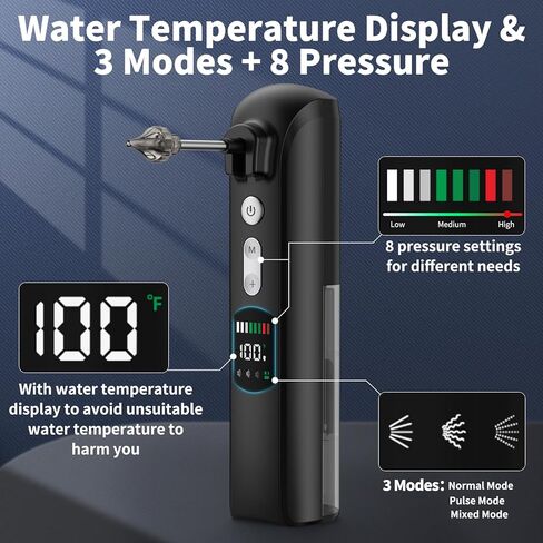 إزالة شمع الأذن - ترقية منظف الأذن الكهربائي - 3 أوضاع لنظام تنظيف الأذن مع 8 إعدادات للضغط مع شاشة LED كبيرة - ذاكرة تلقائية لمراقبة درجة الحرارة (قياسية) in Kuwait