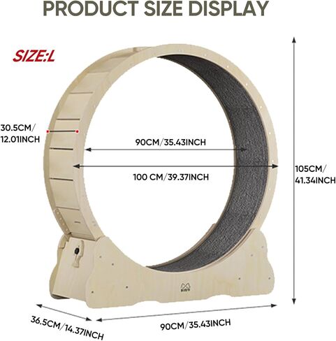 عجلة تمرين القطط من NATUYA للقطط الداخلية، جهاز تمرين الجري للقطط مع آلية القفل، تدريب الجري فائق الهدوء للياقة البدنية للقطط، سهل التجميع (أسود) in Kuwait
