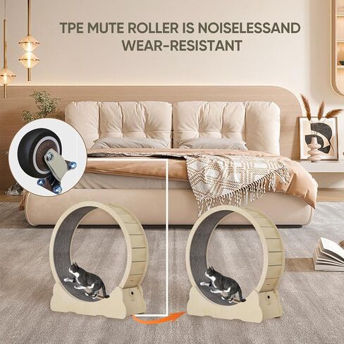 عجلة تمرين القطط من NATUYA للقطط الداخلية، جهاز تمرين الجري للقطط مع آلية القفل، تدريب الجري فائق الهدوء للياقة البدنية للقطط، سهل التجميع (أسود) in Kuwait