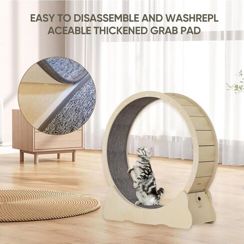 عجلة تمرين القطط من NATUYA للقطط الداخلية، جهاز تمرين الجري للقطط مع آلية القفل، تدريب الجري فائق الهدوء للياقة البدنية للقطط، سهل التجميع (أسود) in Kuwait