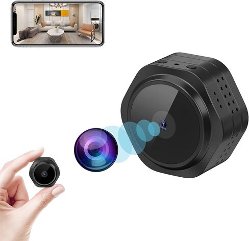 Splemin Spy كاميرات مخفية 1080P HD أصغر كاميرات أمنية لاسلكية بطارية صغيرة واي فاي كاميرا مربية محمولة رؤية ليلية تنبيهات الحركة كاميرات مراقبة صغيرة للداخلية/المنزل in Kuwait