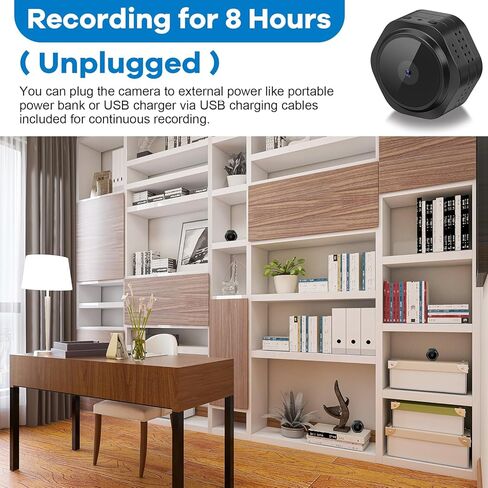 Splemin Spy كاميرات مخفية 1080P HD أصغر كاميرات أمنية لاسلكية بطارية صغيرة واي فاي كاميرا مربية محمولة رؤية ليلية تنبيهات الحركة كاميرات مراقبة صغيرة للداخلية/المنزل in Kuwait