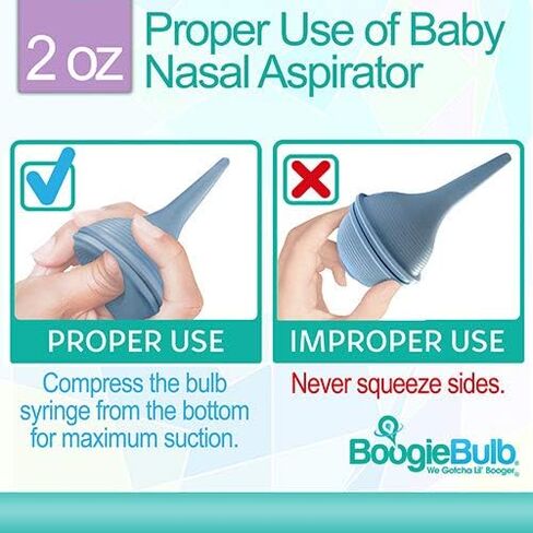 BoogieBulb Baby شفاط الأنف ومصاصة Booger لحديثي الولادة والأطفال الصغار والكبار - خالية من BPA - حقنة لمبة زرقاء بحجم 2 أونصة - منظف آمن للأنف - مصاصة أنف للأذن قابلة للتنظيف وقابلة لإعادة الاستخدام in Kuwait