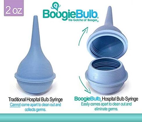 BoogieBulb Baby شفاط الأنف ومصاصة Booger لحديثي الولادة والأطفال الصغار والكبار - خالية من BPA - حقنة لمبة زرقاء بحجم 2 أونصة - منظف آمن للأنف - مصاصة أنف للأذن قابلة للتنظيف وقابلة لإعادة الاستخدام in Kuwait