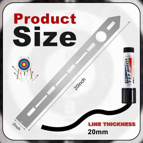 Axe Throwing Target Template Stainless Steel Target Template Stencil Comes with 3 Markers Axe Throwing Target Board Stencil Axe Throwing Set for Drawing Target Template, 20 x 2 Inches (Simple) in Kuwait