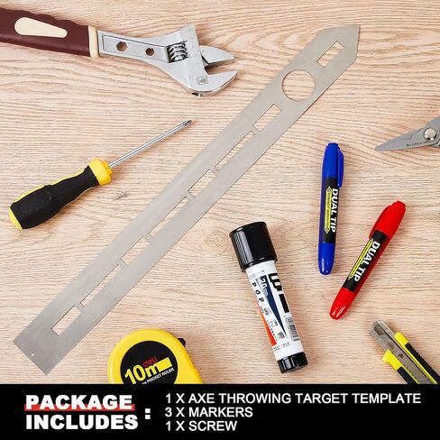 Axe Throwing Target Template Stainless Steel Target Template Stencil Comes with 3 Markers Axe Throwing Target Board Stencil Axe Throwing Set for Drawing Target Template, 20 x 2 Inches (Simple) in Kuwait