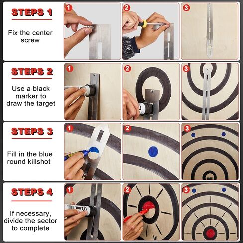 Axe Throwing Target Template Stainless Steel Target Template Stencil Comes with 3 Markers Axe Throwing Target Board Stencil Axe Throwing Set for Drawing Target Template, 20 x 2 Inches (Simple) in Kuwait