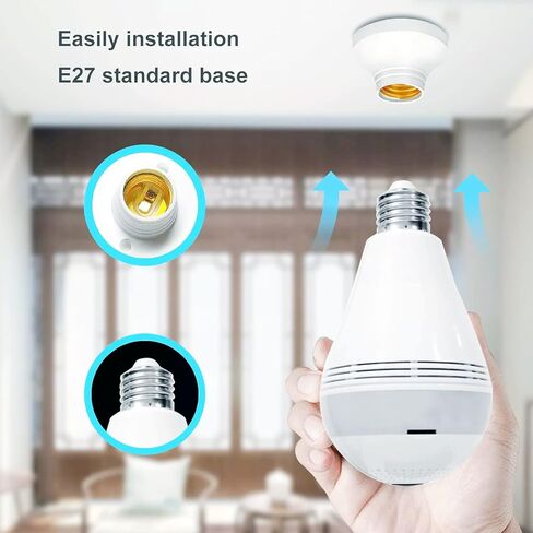 Kopfus WiFi Bulb Camera Light, 1080P Smart Security Camera Bulb, Wireless 360 Fisheye Camera Lamp with Floodlight & IR Night Vision/Motion Detection/Alert Events/Cloud & SD Card Storage/V380 App/M7 in Kuwait