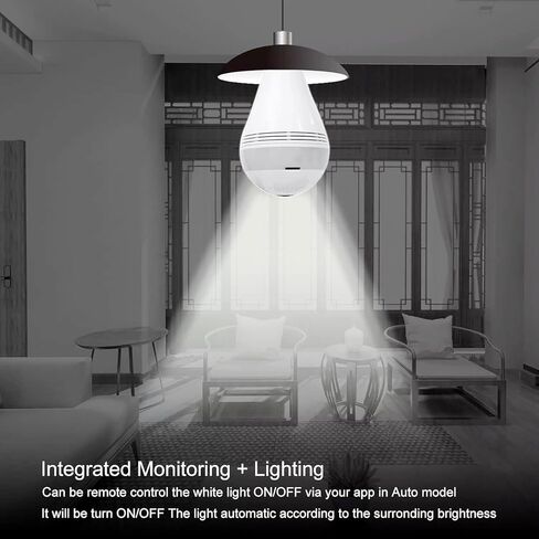 Kopfus WiFi Bulb Camera Light, 1080P Smart Security Camera Bulb, Wireless 360 Fisheye Camera Lamp with Floodlight & IR Night Vision/Motion Detection/Alert Events/Cloud & SD Card Storage/V380 App/M7 in Kuwait