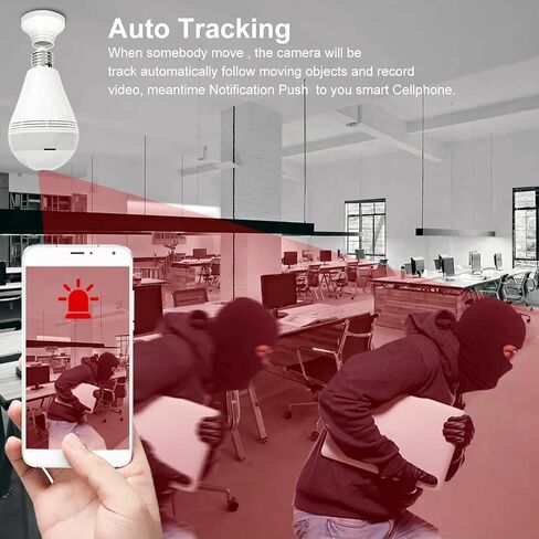 Kopfus WiFi Bulb Camera Light, 1080P Smart Security Camera Bulb, Wireless 360 Fisheye Camera Lamp with Floodlight & IR Night Vision/Motion Detection/Alert Events/Cloud & SD Card Storage/V380 App/M7 in Kuwait