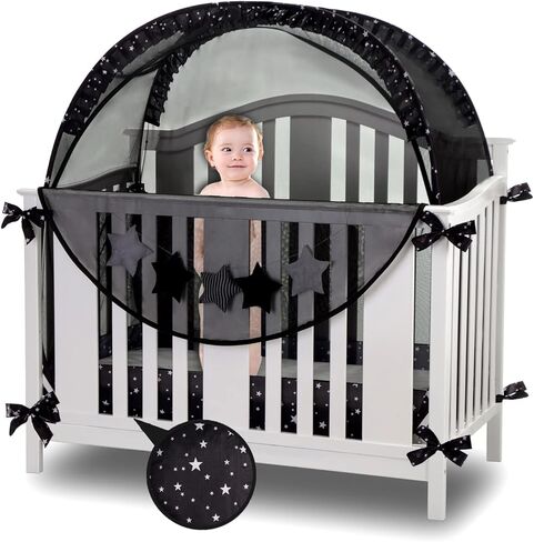 JOINSI Baby Safety Crib Tent - Crib Canopy to Keep Infant from Climbing Out, Pop Up Mesh Net with Organizer in Kuwait