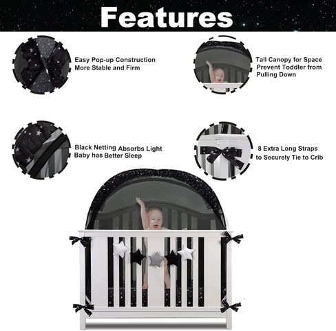 JOINSI Baby Safety Crib Tent - Crib Canopy to Keep Infant from Climbing Out, Pop Up Mesh Net with Organizer in Kuwait