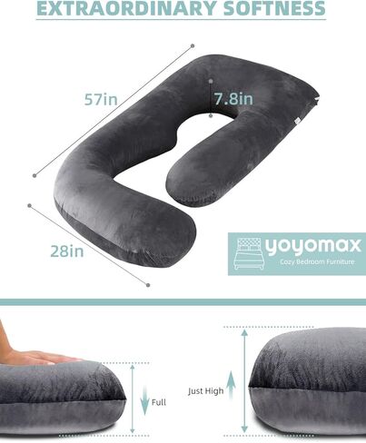yoyomax U-Shaped Pregnancy Pillows, Memory Foam Pregnancy Pillow Full Body Maternity Pillow with Removable Cover-57 Inch Pregnancy Pillows for Sleeping-Lakeblue in Kuwait