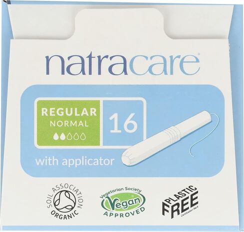 سدادات قطنية عضوية عادية من Natracare مع أداة وضع من الورق المقوى، خالية من البلاستيك، خالية من الكلور، قابلة للتحلل البيولوجي وقابلة للتحلل (16 عبوة، إجمالي 192 سدادة قطنية) in Saudi Arabia