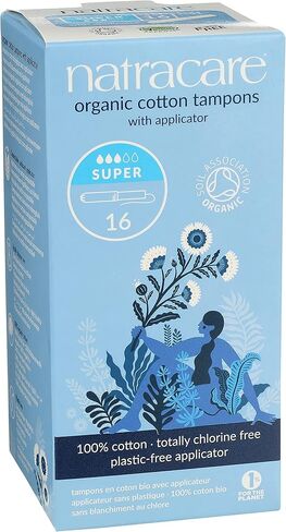Natracare Organic Cotton Super Tampons with Cardboard Applicator, Plastic Free, Chlorine Free, Biodegradable & Compostable (16 Pack, 192 Tampons Total) in Saudi Arabia