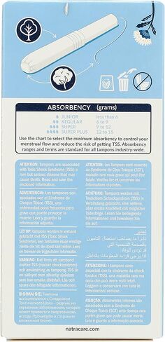 Natracare Organic Cotton Super Tampons with Cardboard Applicator, Plastic Free, Chlorine Free, Biodegradable & Compostable (16 Pack, 192 Tampons Total) in Saudi Arabia