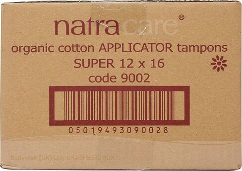 Natracare Organic Cotton Super Tampons with Cardboard Applicator, Plastic Free, Chlorine Free, Biodegradable & Compostable (16 Pack, 192 Tampons Total) in Saudi Arabia