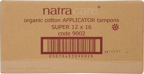 Natracare Organic Cotton Super Tampons with Cardboard Applicator, Plastic Free, Chlorine Free, Biodegradable & Compostable (16 Pack, 192 Tampons Total) in Saudi Arabia