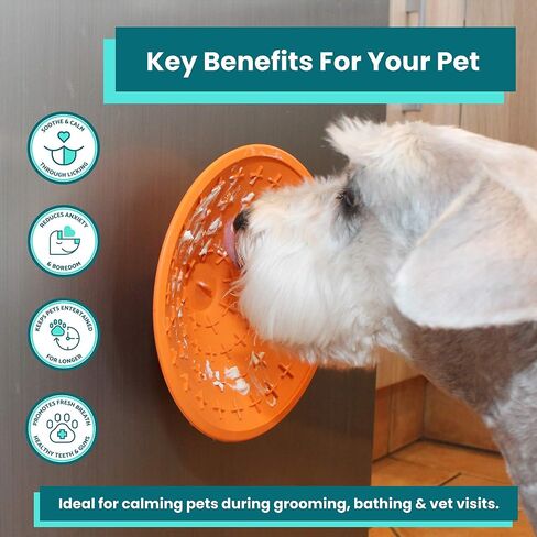 LickiMat Splash, Dog Slow Feeder Bowl Lick Mat, Boredom Anxiety Reducer, Sticks to Smooth Surface; Perfect for Food, Treats, Yogurt, or Peanut Butter. Fun Alternative to a Slow Feed Dog Bowl, Orange in Saudi Arabia