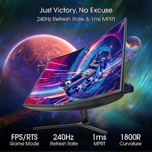 سكيبتر شاشة العاب منحنية 32 انش FHD 1080p حتى 185Hz ديسبلاي بورت 165Hz 144Hz HDMI AMD فري سينك مكبرات صوت مدمجة، اسود (C325B-185RD) in Kuwait