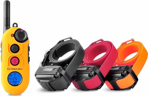 Educator EZ 1/2 Mile Dog Training Collar with Ergonomic Remote, Safe Humane Vibration Stimulation, Pavlovian Tone, Waterproof, Odorproof Biothane Collar, Night Light, Rechargeable, 4 Dog, Yellow in Saudi Arabia
