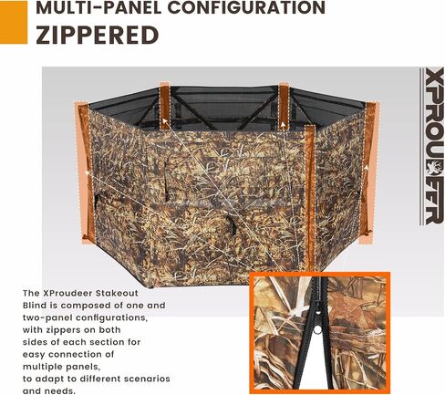 XProudeer Turkey Hunting Blind Ground Blind with One-Way See Through,Deer Blind for Hunting,Silent Zipper, Three Large Windows, Expandable and Portable in Kuwait