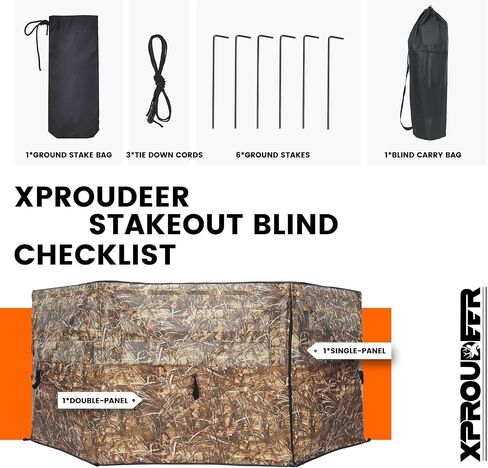 XProudeer Turkey Hunting Blind Ground Blind with One-Way See Through,Deer Blind for Hunting,Silent Zipper, Three Large Windows, Expandable and Portable in Kuwait