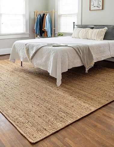 FRELISH DECOR Handwoven Jute Area Rug - 2x3 feet - Natural Yarn - Rustic Vintage Beige Braided Reversible Rug - Eco Friendly Rugs for Bedroom - Kitchen - Living Room - Farmhouse (2'x3') in Saudi Arabia